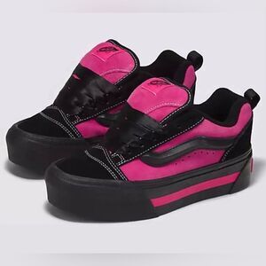VANS Knu Stack black pink suede platform lace up shoes sneakers women’s 8 new